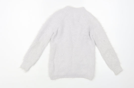 Primark Womens Grey Mock Neck Nylon Pullover Jumper Size 4