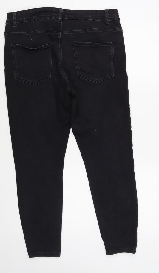 Denim Co. Womens Black Cotton Skinny Jeans Size 16 L27 in Regular Button