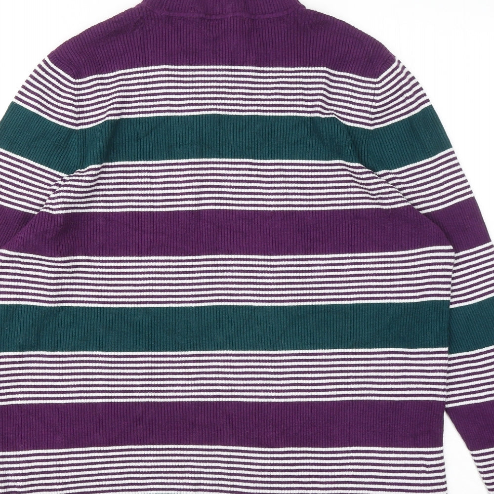 George Womens Purple Mock Neck Striped Viscose Pullover Jumper Size 22