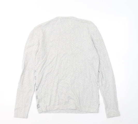 River Island Womens Grey Round Neck Geometric Cotton Pullover Jumper Size S