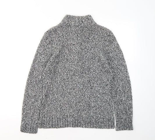 Casual Club Womens Grey Mock Neck Acrylic Full Zip Jumper Size 14