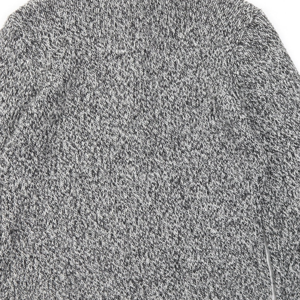 Casual Club Womens Grey Mock Neck Acrylic Full Zip Jumper Size 14