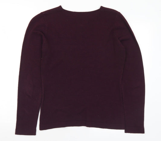 George Womens Purple V-Neck Acrylic Pullover Jumper Size 12