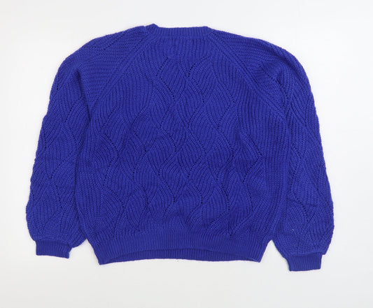 Cotton Traders Womens Blue Round Neck Acrylic Pullover Jumper Size 12