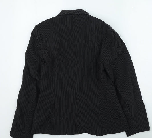 Bay Womens Black Striped Jacket Size 12