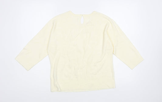 BHS Womens Ivory Crew Neck Acrylic Pullover Jumper Size 14