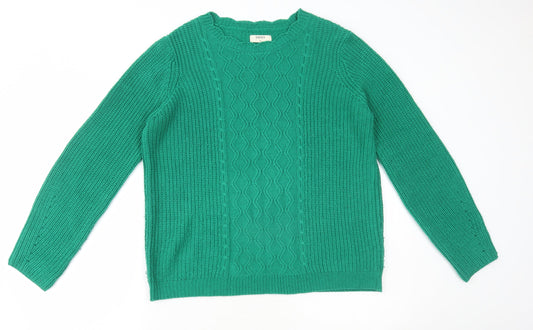 Matalan Womens Green High Neck Acrylic Pullover Jumper Size M