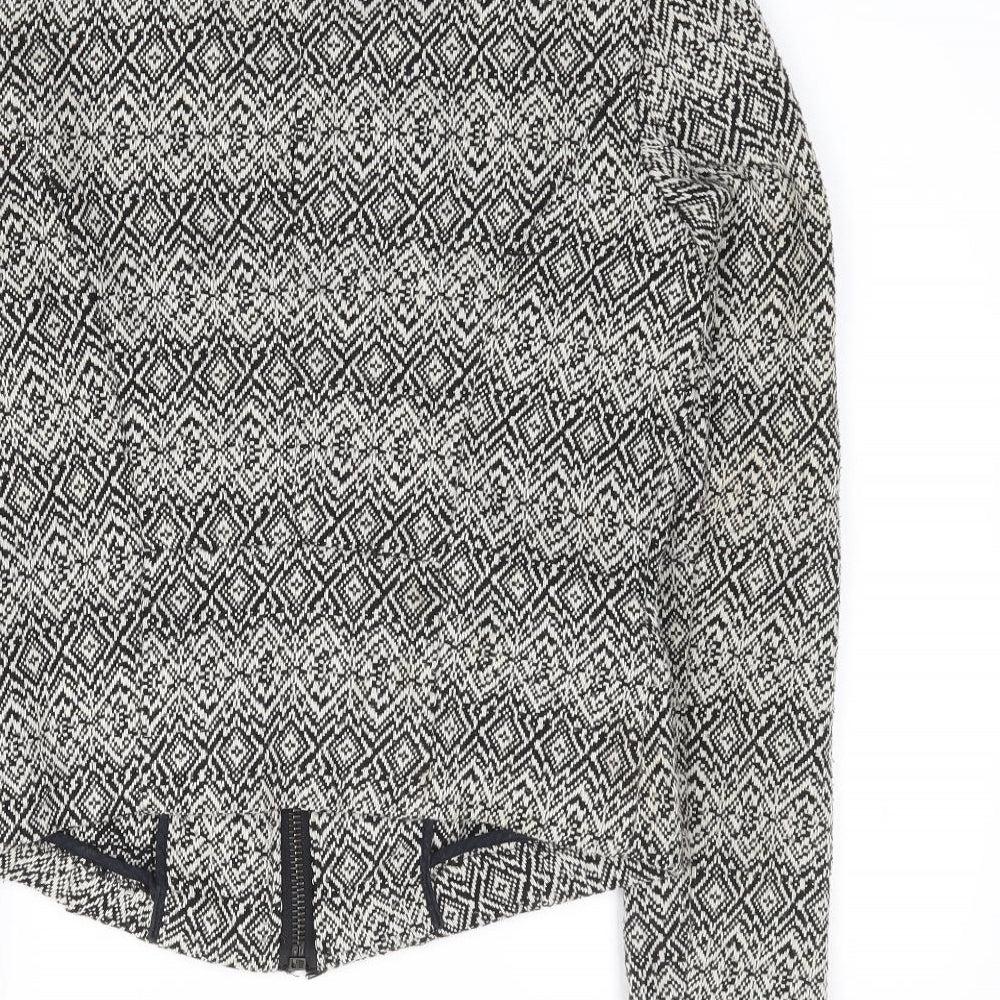 Pull & Bear Womens Black Geometric Jacket Size S Zip