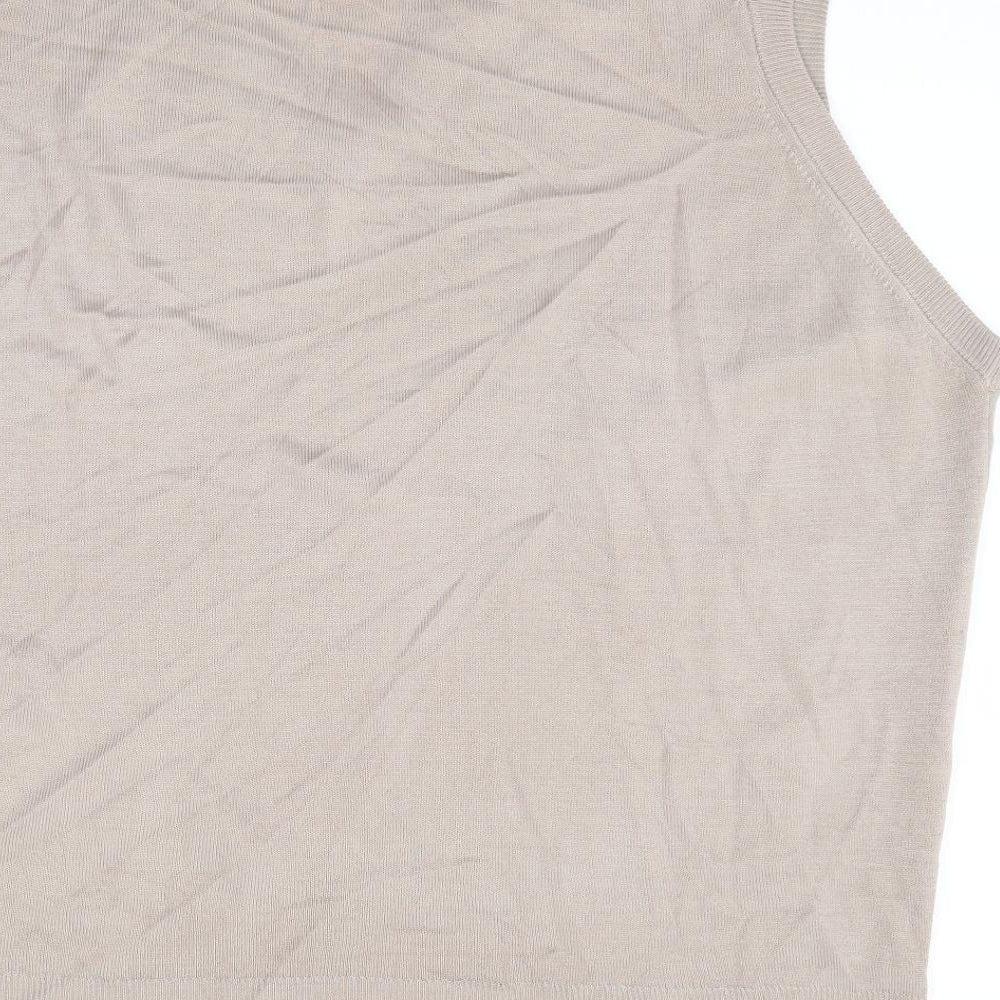McRichards of Edinburgh Mens Beige V-Neck Acrylic Vest Jumper Size XL