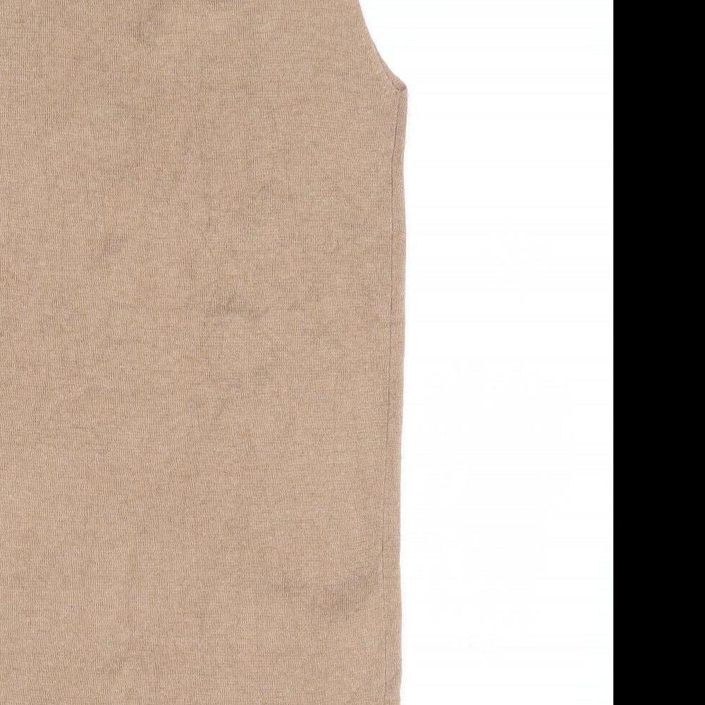 TU Womens Brown Mock Neck Polyester Tunic Jumper Size 8