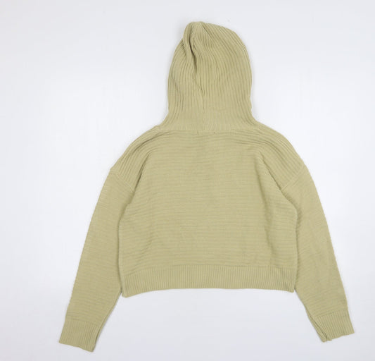 Boohoo Womens Beige Acrylic Pullover Hoodie Size M