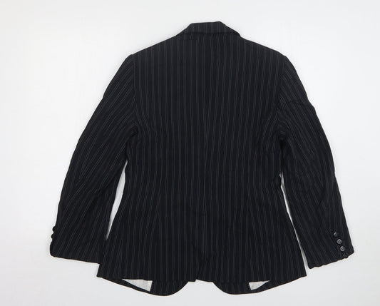 Marks and Spencer Womens Black Striped Polyester Jacket Suit Jacket Size 12