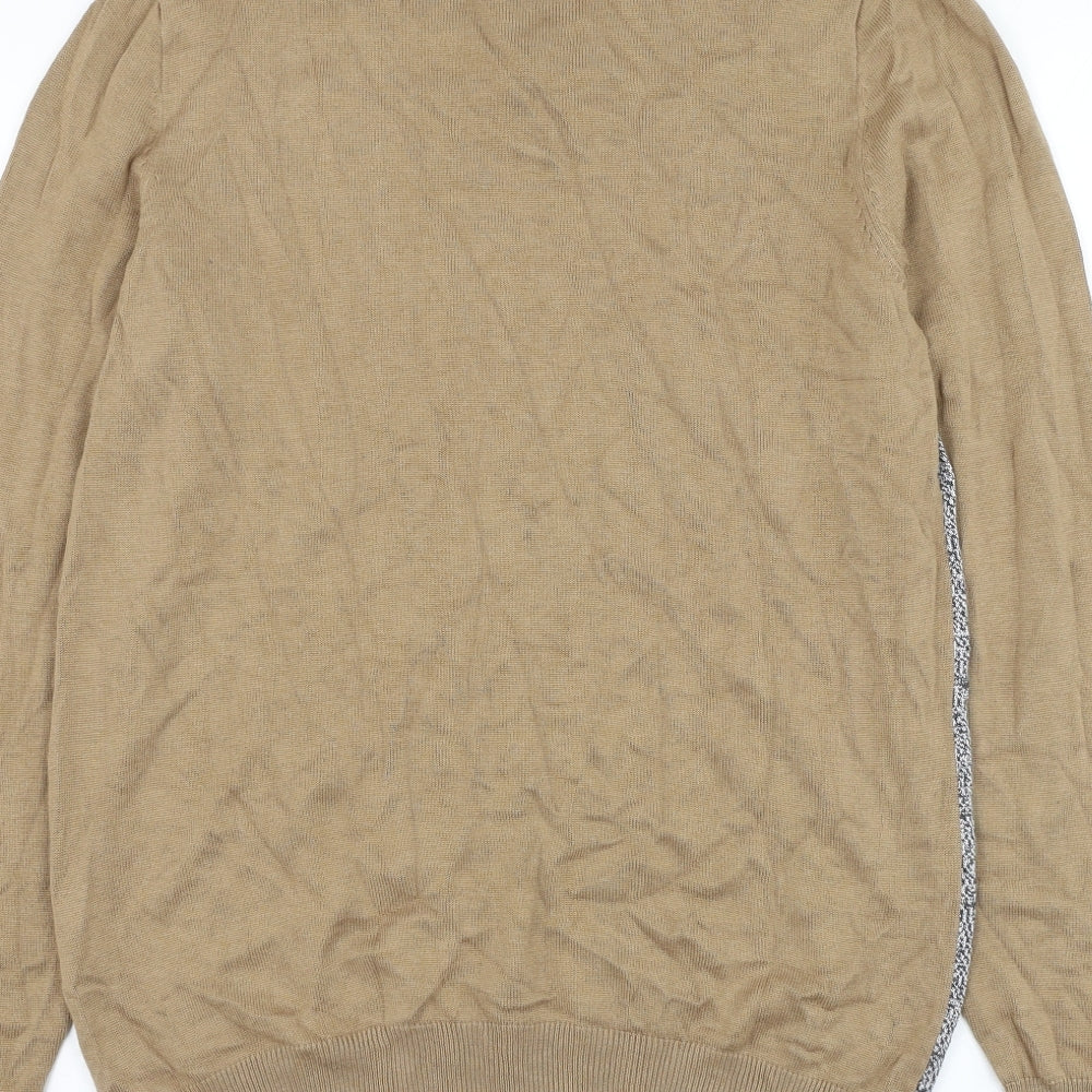 River Island Mens Brown Collared Viscose Pullover Jumper Size M