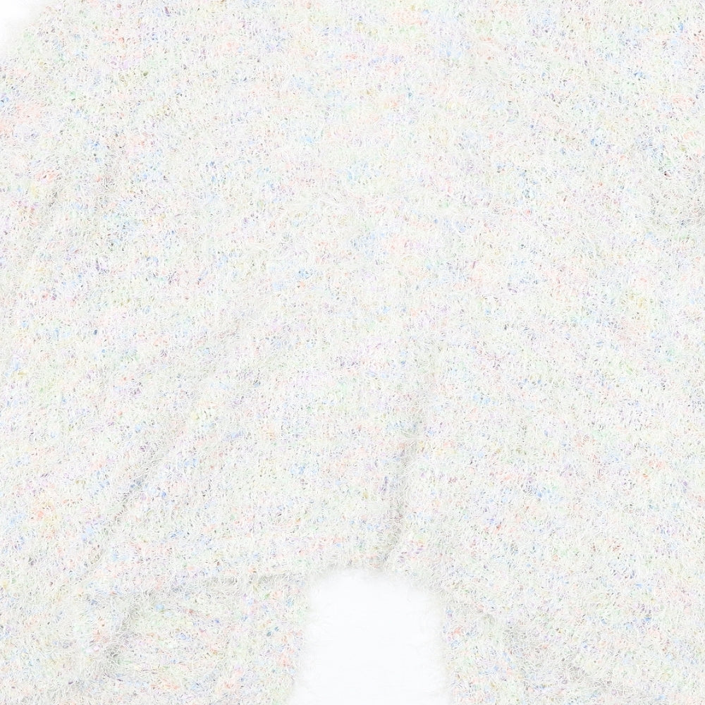 BHS Womens Ivory Square Neck Polyester Cardigan Jumper Size 14