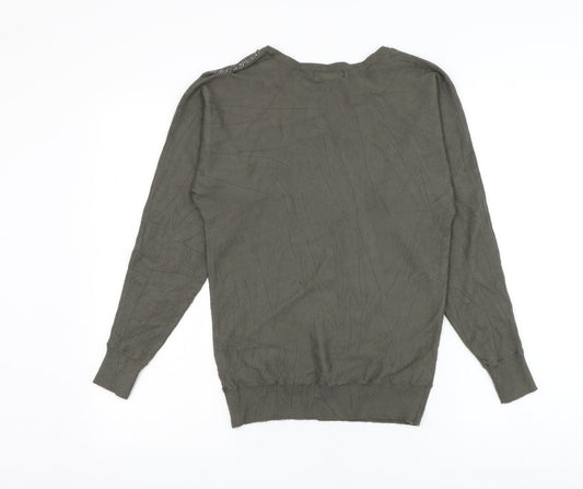 Primark Womens Green Round Neck Viscose Pullover Jumper Size 6