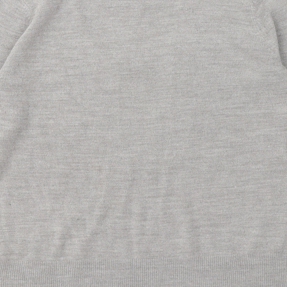 George Womens Grey Scoop Neck Geometric Acrylic Pullover Jumper Size 16