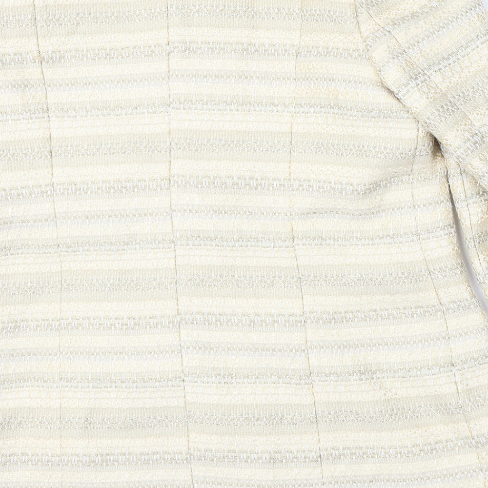 Artigiano Womens Yellow Striped Jacket Coat Size 14 Button