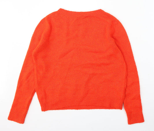 Primark Womens Orange Round Neck Acrylic Pullover Jumper Size 10