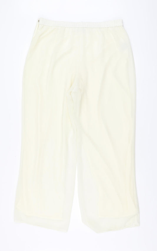 Kaleidoscope Womens Ivory Polyester Trousers Size 16 L28 in Regular