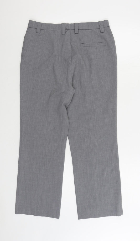 GARDEUR Womens Grey Polyester Trousers Size 30 in L25 in Regular Zip