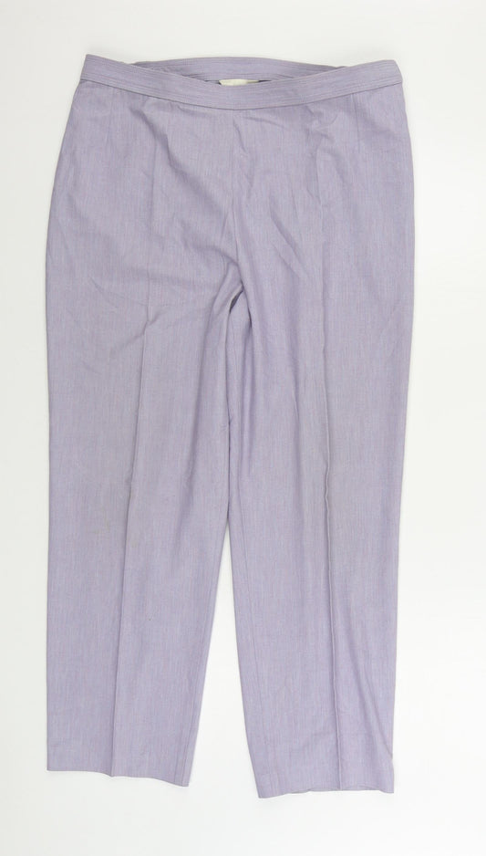 Marks and Spencer Womens Blue Polyester Trousers Size 18 L28 in Regular Zip