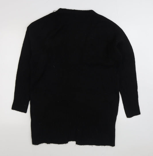 George Womens Black V-Neck Acrylic Cardigan Jumper Size S