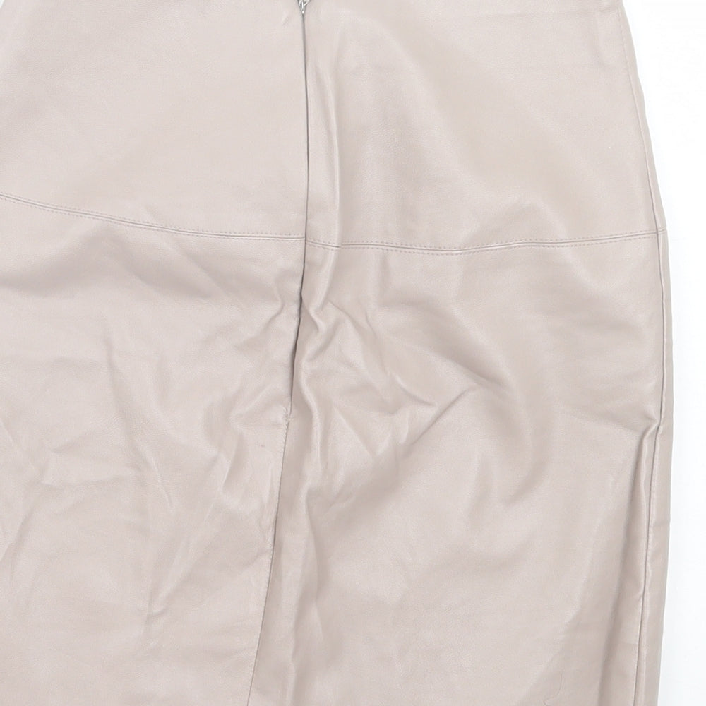 Missguided Womens Beige Polyurethane A-Line Skirt Size 8 Zip