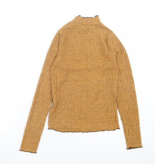 Primark Womens Yellow High Neck Polyester Pullover Jumper Size 2XS