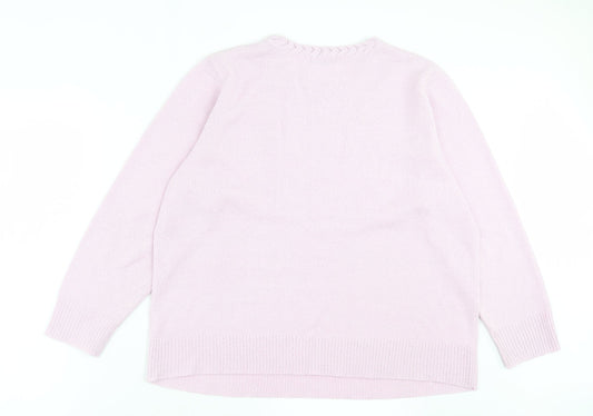 Womens UK Size L bonmarch Pink Pullover Jumper