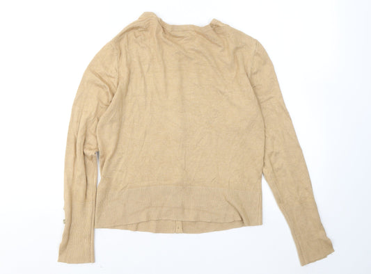 Primark Womens Beige Round Neck Viscose Cardigan Jumper Size 12