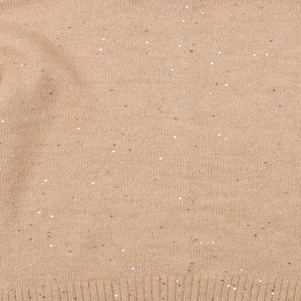 George Womens Pink Mock Neck Acrylic Pullover Jumper Size S