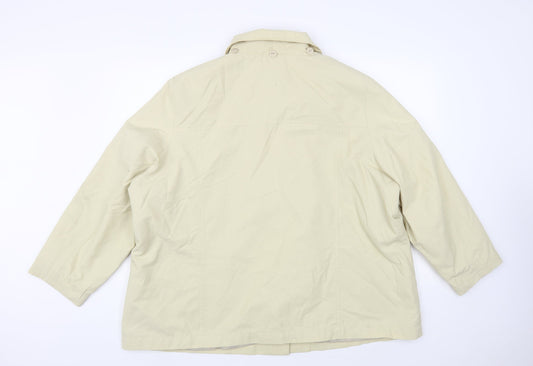 Classic Womens Beige Pea Coat Coat Size L Button