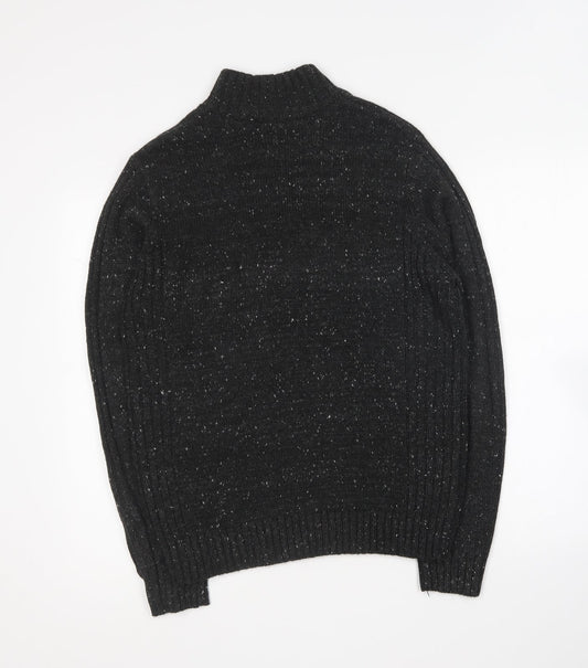 Cedar Wood State Mens Black Collared Acrylic Pullover Jumper Size M