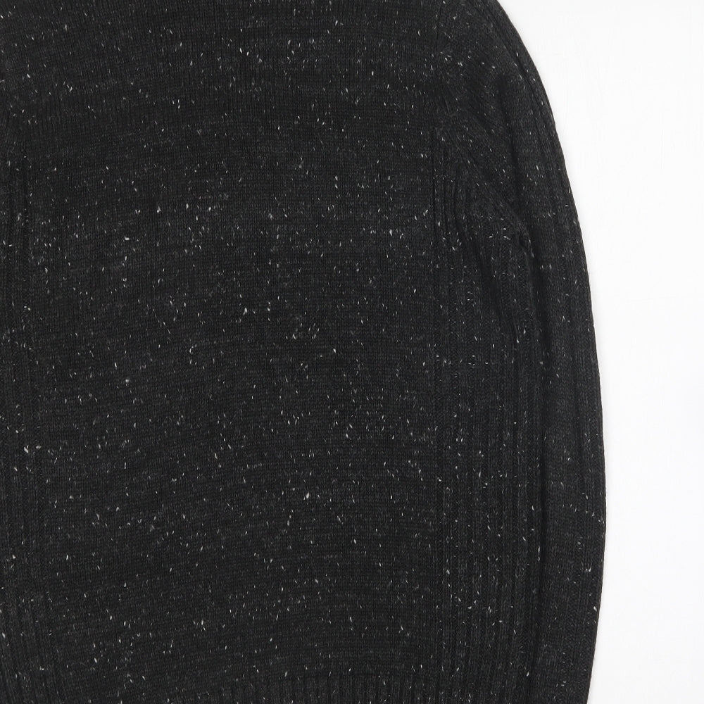 Cedar Wood State Mens Black Collared Acrylic Pullover Jumper Size M