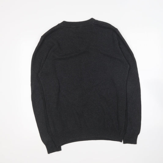 Cedar Wood State Mens Blue V-Neck Cotton Pullover Jumper Size M