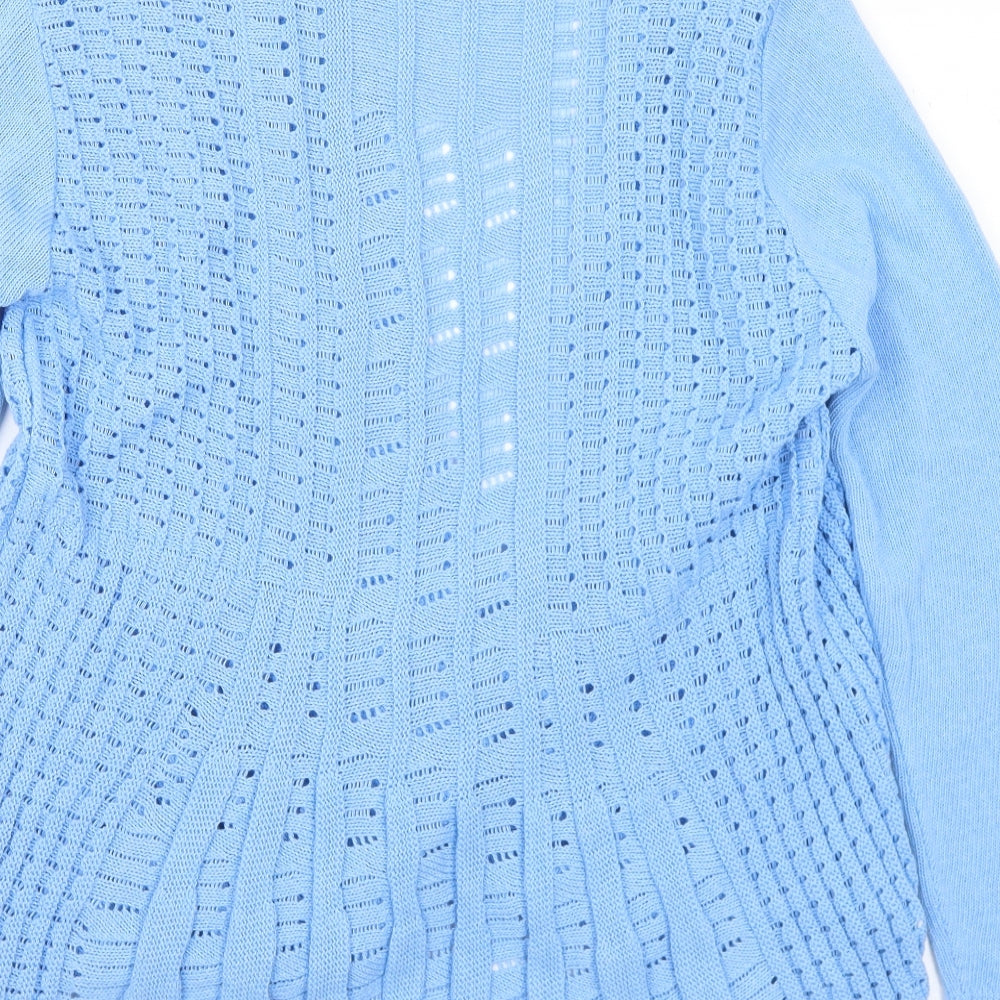 Womens UK Size S Pure & Natural Blue Cardigan Jumper