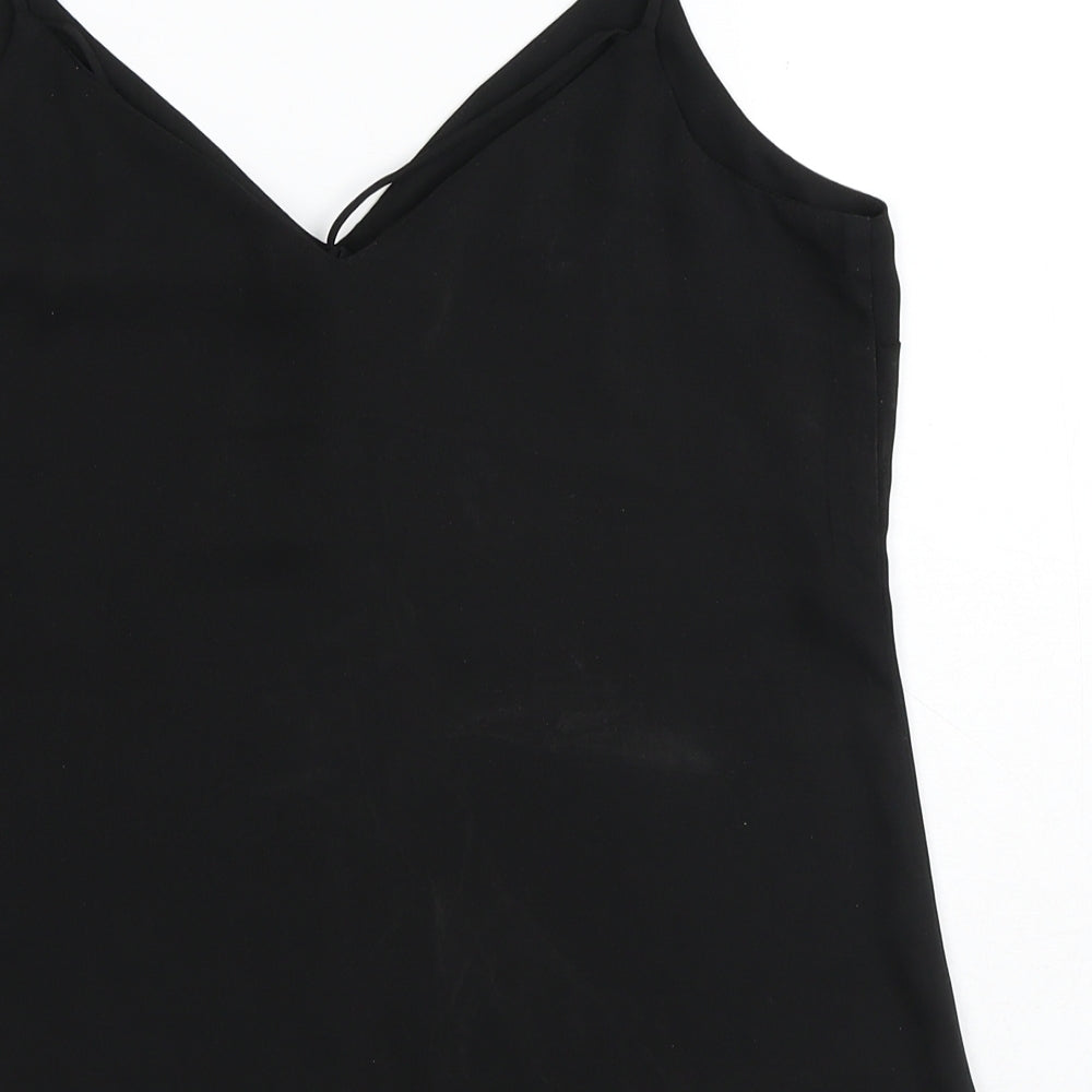 F&F Womens Black Polyester Camisole Tank Size 8 V-Neck