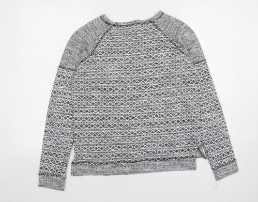 FOREVER 21 Womens Grey Round Neck Geometric Polyester Pullover Jumper Size M