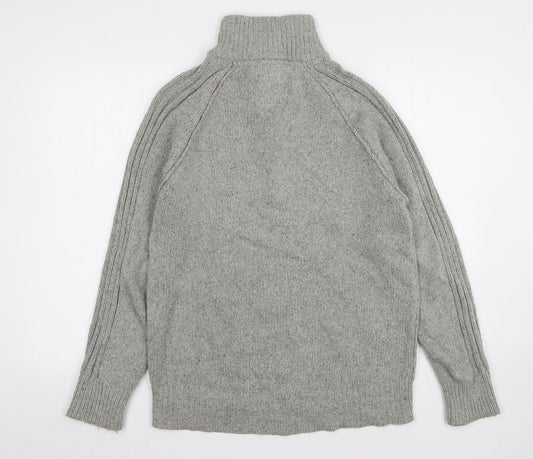 Marks and Spencer Mens Grey High Neck Cotton Pullover Jumper Size S