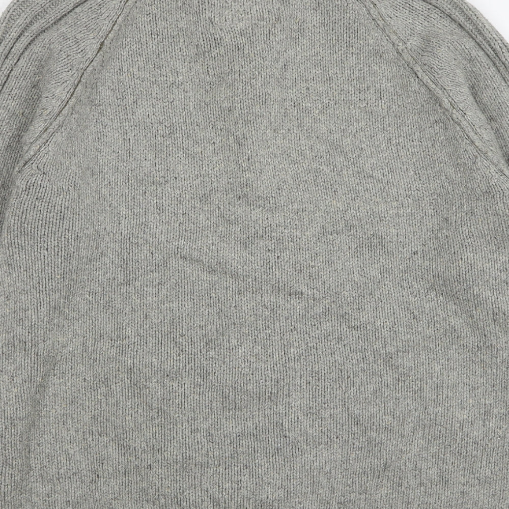 Marks and Spencer Mens Grey High Neck Cotton Pullover Jumper Size S