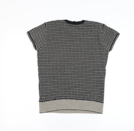 Gap Womens Black Round Neck Striped Polyester Pullover Jumper Size S