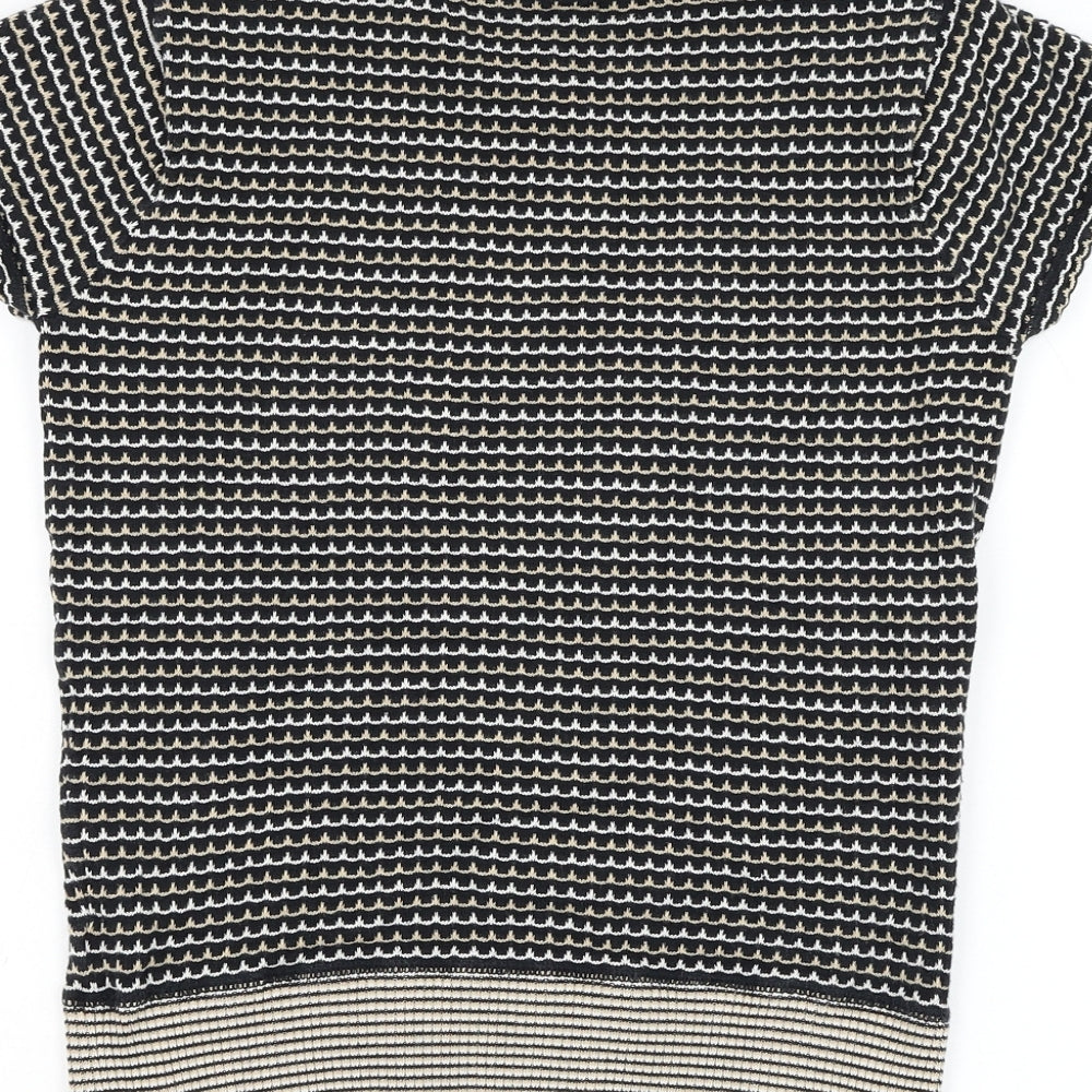 Gap Womens Black Round Neck Striped Polyester Pullover Jumper Size S