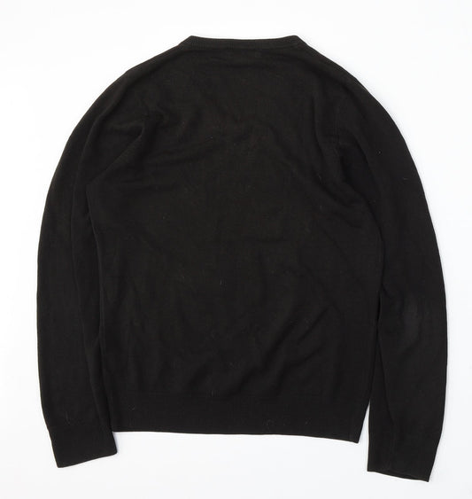 Marks and Spencer Mens Black V-Neck Acrylic Pullover Jumper Size S