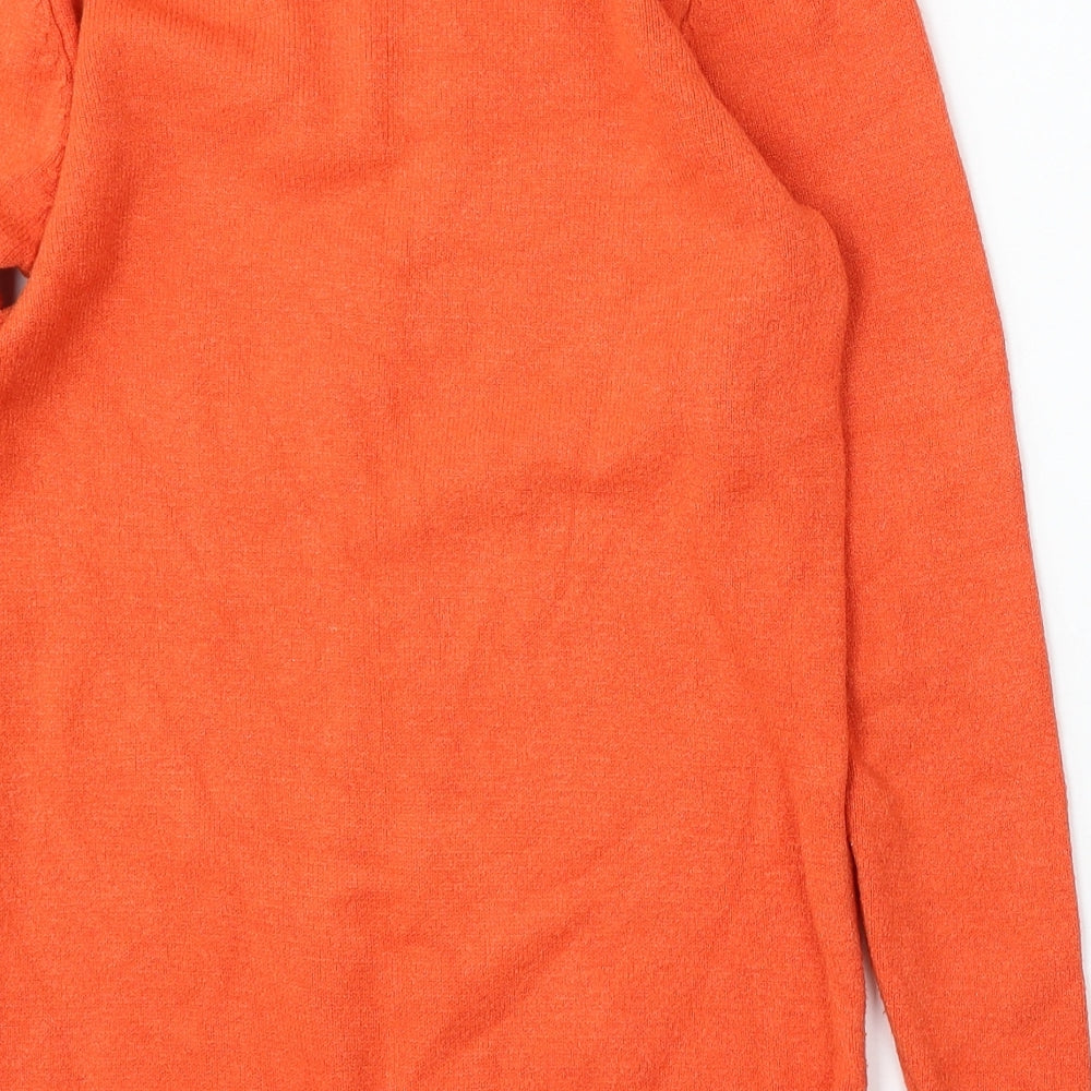 Oui Lei Womens Orange Round Neck Acrylic Pullover Jumper Size S