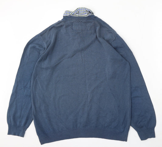 Sand Stone Mens Blue Collared Cotton Pullover Jumper Size M