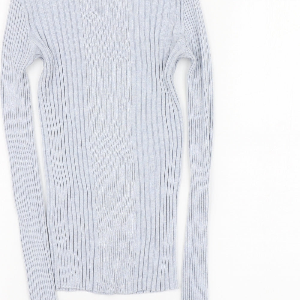 Primark Womens Blue High Neck Nylon Pullover Jumper Size 6