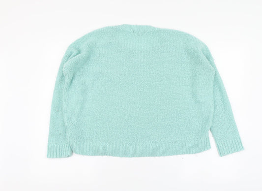 Womens UK Size 12 New Look Blue Henley Jumper