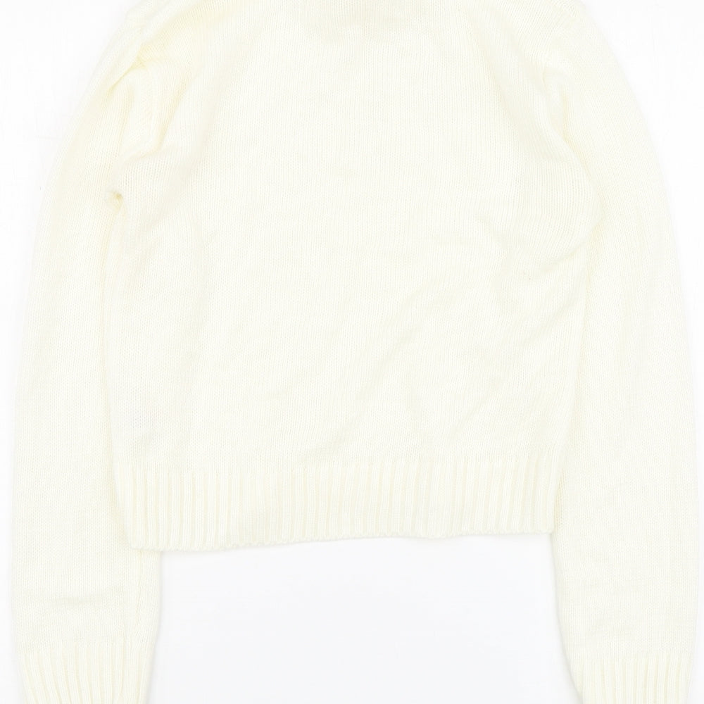 Boohoo Womens Ivory Roll Neck Acrylic Pullover Jumper Size M