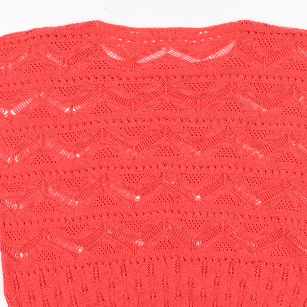 Mes Womens Pink Round Neck Cotton Pullover Jumper One Size