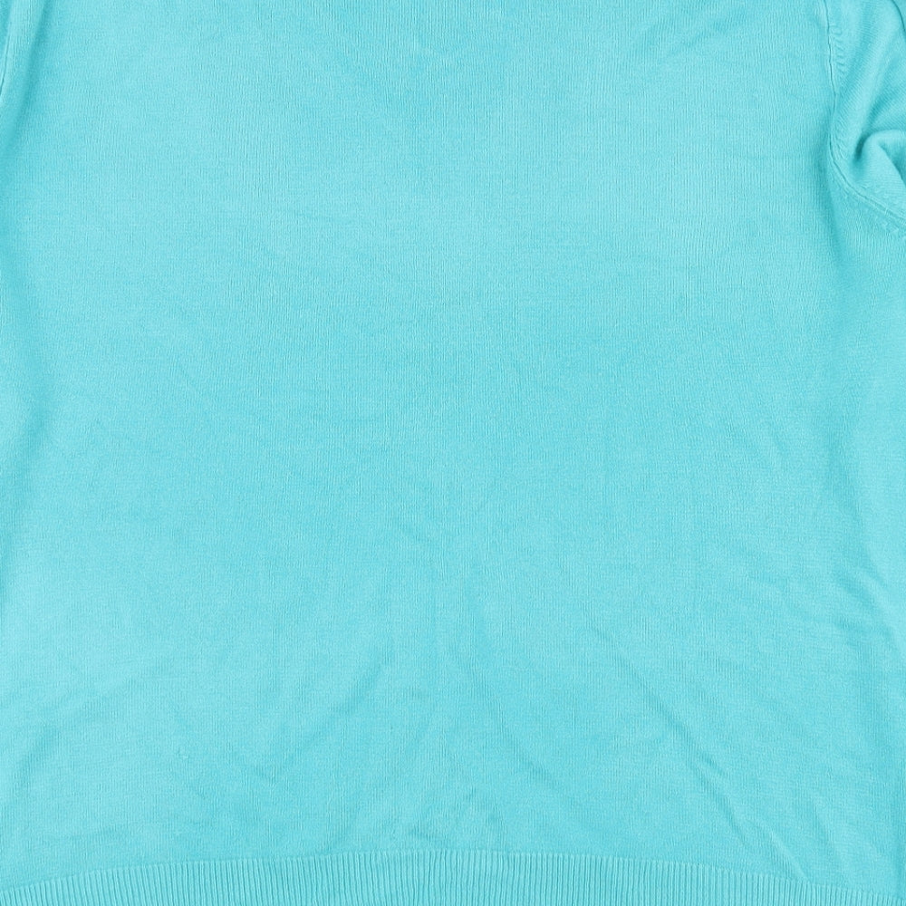 George Mens Blue V-Neck Acrylic Henley Jumper Size XL